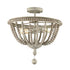 Farmhouse Wood Beaded Semi Flush Mount Ceiling Lights Grey